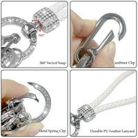 Pleteni taster set D oblik automobila Ključ za ključeve Pom Pom Carabiner Clip lubanja kristalno bling