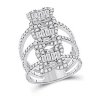 14k bijeli zlatni baguette dijamantni spiralni modni prsten 1- cttw