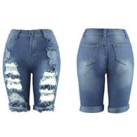 Wendunide kratke hlače za žene Žene Elastične uništene rupe Short Hlače Traper Hotsas Ripped Jeans Blue