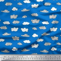 Soimoi Blue Rayon Crepe tkanina oblaka prirode Dekor tkanina tiskano dvorište široko