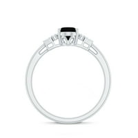 Klasični CT Black Spinel zaručni prsten sa moissine, crni spinel ovalni angažman prsten zlato, srebro,