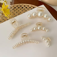 Jiaroswwei Fau Pearls Decor banana Hair Claw Clip Styling Barrette Pribor za žene