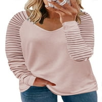 Asvivid ženske plus veličine vrhova dugih rukava s majicama V mreži za patchwork bluza pulover casual