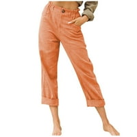 HFYIHGF WOMENS Pamučne pantalone Ležerne prilike plus veličina visokih struka Capri hlače Ljeto Loose