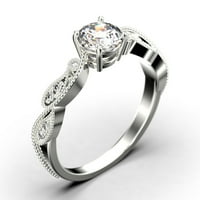 Zasljepljujući BOHO & HIPPIE 1. Carat Round Cut Diamond Moissite Classic Inspirirani zaručni prsten,