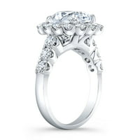 Ženski zarubljeni prsten za zajednički HALO u 14K sa karatnom prirodnom okruglom sjajnom Bijelom safirskom