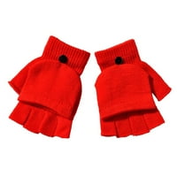 Qcmgmg zimske kabriolet tople rukavice za žene čvrste elastične manžetne rukavice crvene slobodne veličine