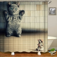 Setovi zavjesa za tuširanje, 3D smiješna CAT štamparija za zavjese, vodootporna zavjesa za kupaonicu s kukama