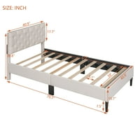 Twin Veličina tapecirana platforma, drvena platforma Kreveti sa gumbom s gumbom za posteljinu s poklopcem