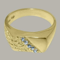 Britanci napravio 14k žuto zlato prirodni plavi topaz muški prsten za bend - Opcije veličine - veličina