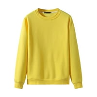 Guvpev muške džemper za čistu boju okrugla vrata, Ležerne prilike za mlade - žuti XL