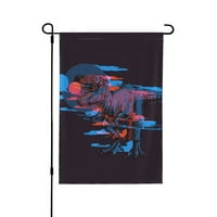 Black Cyberpunk Dinosaur uzorak vrtna zastava, 12,5 X18 dvostrana poliesterska zastava za vrtna seoska