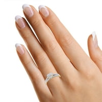 Princeza i okrugla rezani bijeli dijamantni dijamantski klimaljski prsten sjedenje u 10k žuti zlatni
