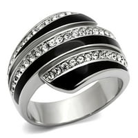 Ženski prstenovi visoki polirani prsten od nehrđajućeg čelika od 316 l s gornjim klasom kristal u bistri