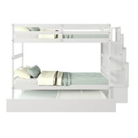Klosed kreveta na kat sa dva kreveta za blizance preko Twin stubište skladištenja Funkcija bijele boje