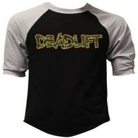 Muški Camo Deadliklift Crno siva Raglan bejzbol majica 2x-Large