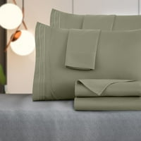 Lu Decor Collection Microfiber Puni listovi - duboki džepni lim za krevet, postavljeni lim, ravni lim i jastučnici - zeleni
