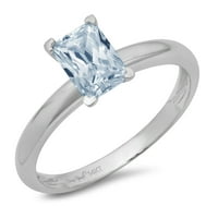 CT Sjajni smaragdni rez Clear Simulirani dijamant 18k bijeli zlatni pasijans prsten sz 4,25