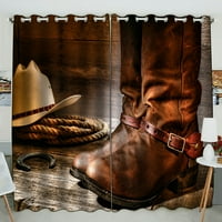 American West Cowboy kožna kožna kožna kožna boot Spurrs Black zamračenje prozora zavjese za zavjese