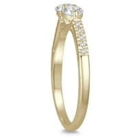 Ženska karat Tw dva kamena dijamantna prstena u 14K žutom zlatu