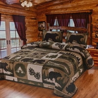 De Leon Kolekcije Bear Camp Woodland Patchwork Quilt prekrivani set posteljine, više boja - Queen Veličina
