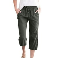 Giligiliso ženske povremene čvrste boje elastične labave hlače ravno široke pantalone za noge sa džepom
