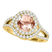 Mauli dragulji za žene 1. karatni dijamant i moragnite prsten 4-prong 14k žuto zlato