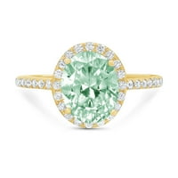 2,27Ct ovalni rez - pasijans sa akcentima - simulirani zeleni dijamant - 14k žuto zlato - zaručnički