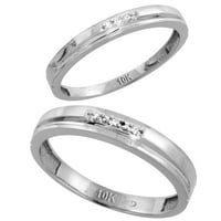 Sterling Silver 2-komad Njegova i njezina dijamantski set za vjenčanje, W 0. Carat sjajni rez dijamanti;