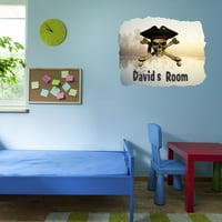 Kućna akvarela Custom Naziv Zidne naljepnice za dječju sobu - gusarski šešir zastrašujuće umjetno jezero