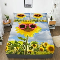 3D posteljina od suncokreta s jastukom sa jastukom opremljenim pokrivačem novo modni posteljini, blizanci