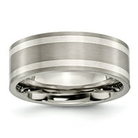 Titanium sterling srebrni otvor ravna četkana i polirana veličina benda: 13; za odrasle i tinejdžere;