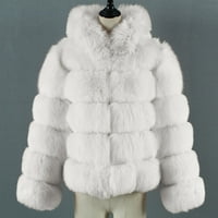 Lilgiuy ženske dame toplo Fau Chrurry kaput jakna zimska solidna V-izrez vanjska odjeća bijela, 12 zimske