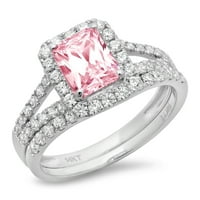 1.57ct smaragdni rez ružičasti simulirani dijamant gem pravi 18k bijeli zlato prilagodljiv laserski