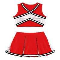 IEFiel Kids Girls Patchwork Style Cheer Vodeći plesni kostim uniforma V izrez Crop vrh s natkrivenom