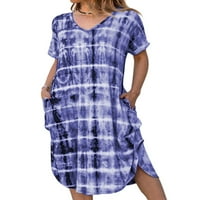 Dame Sexy Fashion Midi haljina V izrez Tie Dye Print Beach Holiday BoHo haljina Ležerne prilike labave