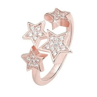 Keusn Silver Retro Multilayer Star Diamond Ring Rhinestone prsten Elegantni zvezni prsten podesiv otvor