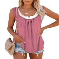 Sanviglor Dame Ljeto Top Solid Color T majice bez rukava Casual Bluze Holiday TEE Pink XL