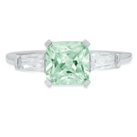 1. CT sjajan kvadrat smaragd Clear Simulirani dijamant 18k bijeli zlatni prsten s tri kamenog prstena