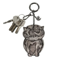 Daisy Rose Owl Privjesak sa kopčom i prstenom za ključeve - PU veganska koža mali ukras za torbu za