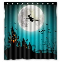 Halloween Flyight Witch puni mjesec vodootporni poliesterski tkanini za tuširanje