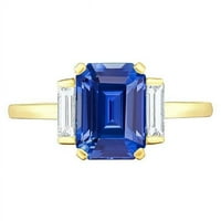Harry Chad Enterprises Yellow Gold Smaragd baguette Diamonds CT Stone Gemstone prsten, veličina 6.5