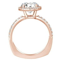 0. Karat okrugli bijeli prirodni dijamantni prsten za uključivanje u 14K čvrstog ruža Zlatni prsten