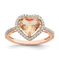 Sterling srebrna ružičasta ružičasta i bijela CZ srčani prsten - veličina 8