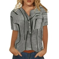 Žensko dugme Down Modni casual Vintage Ispis Majica kratkih rukava Bluza