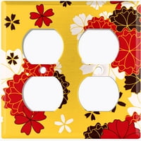 Metalna ploča za prekidač za svjetlo Japanske cvijeće uzorak žute pozadine FLW044