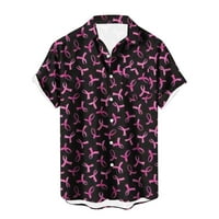 Cleariance za podizanje raka dojke Muška kuća Vintage Unporidation Ispis Casual gumb ima bluzu za bluzu