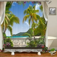 3D štampanje sunca na plaži Palm Drveće kupaonica tuš za zavjese uz more prizor kućna ukras vodootporna