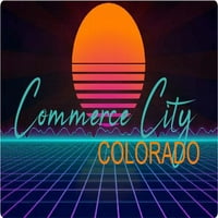 Commerce City Colorado Vinil Decal Stiker Retro Neon Dizajn