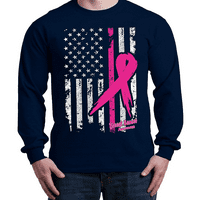 Muške majice s dugim rukavima - američka zastava s vrpcom raka
